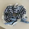 Faixa de Cabelo com Laço de Listras Azul Marinho Corda de Cabelo Presilha de Mola Urso Totalmente Cravejado de Diamantes Pérola Princesa Cabeça Traseira