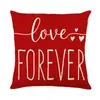 Nueva funda de almohada de lino para el Día de San Valentín con estampado de letras a cuadros para cojín de sofá de sala de estar Funda de cojín Amazon