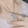 Versa Gaoding nicho Traje de perlas para mujer chapado en oro completo con circonita de diamante flor aretes de botón de perla blanca australiana frescos