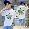 Ropa Infantil Estilo Coreano Nueva Camiseta de Manga Corta de Verano para Niños Venta al por Mayor Moda Tendencia Marca Ropa Infantil Camiseta de Media Manga Dropshipping
