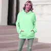 Suéter de Moda Transfronterizo para Mujer Color Sólido Polar Cálido Otoño e Invierno Sudadera con Capucha Personalizada Holgada Jersey Top