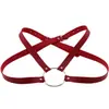 Oye Hombres y Mujeres Sexy Cuero PU Músculo del Pecho Correas para los Hombros Correas para el Vientre Punk Gótico Arnés Corporal Grande en Forma de O