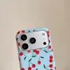 Capa para Celular Ins Fundo Azul Cereja Vermelha Maçã 17Promax Adequada para 16Promax Camada Dupla 16Promax15Pro