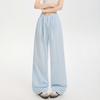Laranja Infantil # Calça Casual Wide Leg Doce e Fresca Estilo Coreano para Mulheres, Verão Fina Fluida Preguiçosa Casual Versátil Comprimento Total.