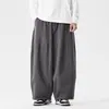 Roupas de outono Tamanho plus Estilo japonês Calças de trabalho Casuais folgadas Calças Harem Perna reta Calças de perna larga Homens e mulheres Estilo americano