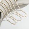 Cadena de clavícula de bambú con piedra natural retro francesa, collar de acero inoxidable chapado en oro para mujer, joyería de nicho al por mayor