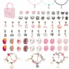 Amazon Quente Cor Brilhante Liga de Resina Pingente com Contas Conjunto de 68 Peças Pulseira de Menina DIY Conjunto de Presente