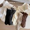 Meias de Renda Crianças Estilo Japonês Cor Sólida Cano Médio Lolita Fita Borda de Tecido Laço JK Branco Felpudo Cano Longo Vintage