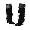 Talla 34-48 Transfronteriza Talla Grande Botas de Mujer Otoño e Invierno Punta Fina Caña Alta Botas Martin Suela de Goma Suave Mujer Tacón de Aguja Estilo Europeo y Americano Color Sólido