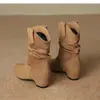 Botas vaqueras de tacón alto para mujer Beihuo, nuevo estilo otoño 2026, botines de moda Maillard, estilo retro adelgazante, botas con tacón de plataforma