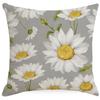 Funda de Almohada de Lino con Estampado de Flores de Margarita de Primavera y Verano Transfronteriza Simple Gris para Sala de Estar, Dormitorio, Funda de Almohada Decorativa