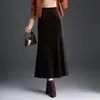 Falda de terciopelo estilo sirena para mujer, nuevo estilo otoño/invierno 2026, vestido formal de cintura alta, falda bodycon ajustada, falda larga elegante y versátil