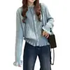 Suéter nuevo de estilo francés para mujer, con borde de volantes, juvenil, para primavera y otoño, adelgazante, holgado, tejido de ochos, top exterior
