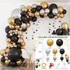 Serie Oro Negro de Amazon Transfronteriza Set de Globos Tema Cumpleaños Cadena de Globos Combinación Decoración Arreglo para Fiesta Festiva