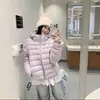 Chaqueta ligera de algodón con relleno de plumón acanalado para mujer, abrigo corto de algodón de invierno extremadamente elegante, nuevo abrigo de invierno estilo coreano 2026