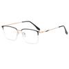 Gafas de lectura de marca BJYX media montura caja negocio ultraligeras ultraclaras color sólido metal de alta gama anti-luz azul espejo plano