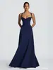 Coleção outono feminina transfronteiriça nova: Vestido estilo europeu e americano, retrô francês, simples, elegante e que valoriza a silhueta, com detalhes de amarração