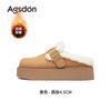 Pantuflas de Mula con Piel Augusden para Mujer 2026 Nuevo Otoño Suela Gruesa Forro de Felpa Clogs de Nieve Media Pantufla Zapatos de Algodón