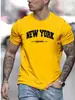 Camiseta de Manga Corta con Cuello Redondo Estampada de Nueva York para Hombre Moda Delgado Top Primavera Verano Vacaciones