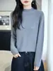 Cuello medio, simple y elegante, nuevo top básico de manga larga ligero y transpirable, efecto adelgazante, adecuado para primavera y otoño, uso casual diario