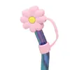 Taza de Agua Tapa para Popote a Prueba de Polvo Cubierta de Popote Flor de Crisantemo Pequeña Tapón de Flor de Goma Suave PVC Diámetro Grande 10mm