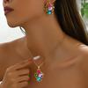 Pendientes largos de estilo coreano para mujer, con piedras preciosas de colores distintivos y cadena irregular para clavícula.