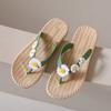 Nuevas Chanclas de Verano Tres Flores para Mujer Resistentes al Desgaste Sandalias Planas de Playa con Tira para Mujer