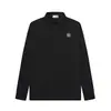 Camisa Polo Bordada con Logo Pequeño Clásico de Primavera y Otoño Piedra Piedra Transfronteriza Camiseta Casual de Negocios Holgada de Manga Larga para Hombre y Mujer