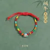 Pulsera Roja Tradicional para Mujer con Borlas para el Festival del Bote del Dragón, Pulsera de Cuerda de Cinco Colores, Pulsera Hecha a Mano de Estilo Étnico al por Mayor