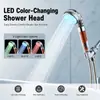 Cabezal de ducha nuevo transfronterizo con temperatura controlada e iluminación LED, con filtración de iones negativos y boquilla de pulverización de alta presión de gran tamaño, directamente del fabricante