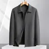 Chaqueta de Hombre 26 Otoño/Invierno, Cuello de Solapa, Ligeramente Holgada, Versión con Cremallera, Para Jóvenes y de Mediana Edad, Estilo Old Money, Negocios, Mangas Raglán, Abrigo Corto de Lana