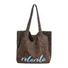 Bolso Retro Dulce Genial Estampado de Leopardo Moda Femenina Casual Lienzo de Gran Capacidad Bolso Tote para Estudiantes y Viajes