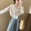Blusa Transpirable con Capucha y Rayas Rojas Protección Solar Manga Larga Camisa Estilo Coreano para Mujer Top Único y Hermoso Primavera Verano
