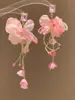 Pendientes de Borla con Flores Rosas de Atmósfera Primaveral, Dulces y Elegantes, Únicos y Hermosos Pendientes Estilo Festivo