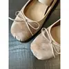 Primer Encuentro Temporada Retro Punta Cuadrada Correa Elástica Moño Zapatos Planos Ballet Mary Jane