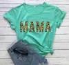 Camiseta de manga corta para mujer con estampado de leopardo, letra MAMA, Día de la Madre, popular en la calle europea y americana