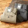 Pantalones Casuales de Poliéster tipo Lino de Lujo para Hombre, Cintura Media, Delgados de Verano Nuevo Estilo, Transpirables, Anti-Arrugas, Elásticos de Pierna Recta para Hombre