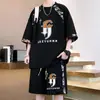 Conjunto Delgado de Manga Corta de Seda de Hielo para Adolescentes Hombres, Verano Casual Deportivo Ajuste Holgado Talla Extra Conjunto de Camiseta y Shorts