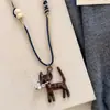 [Gatinho Nobre] Colar com Pingente de Gato com Sino Estampa de Leopardo Simples Coreano Ins Corrente de Suéter da Moda para Mulheres