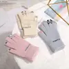Guantes de felpa otoño e invierno guantes táctiles guantes de punto cálidos jacquard de dedo adulto lindos de dedo