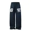 Pantalones casuales de estampado de letras estilo americano Chao Lunbu para hombre, pierna recta holgada, transpirables, pantalones deportivos