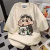 Ropa de Trabajo de Verano 2025 Estilo Japonés Dulce y Fresco Camiseta Linda con Estampado de Manga Corta para Mujer Casual Versátil Holgada Cuello Redondo Top