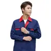 Roupas de Trabalho de Manga Longa Masculinas para Primavera e Outono, Vestuário de Proteção do Trabalho, Conjunto de Uniformes de Trabalho de Poliéster-Algodão Atacado, Roupas Resistentes ao Desgaste para Mecânicos, Bloqueio de Cores, Bordado com Letras, Design Estampado