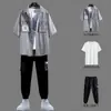 Camisa de Mezclilla para Hombre de Manga Corta Traje de Verano 2022 Nuevo Traje para Hombre con Atractiva Camisa de Manga Tres Cuartos