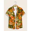 Camisa hawaiana casual de manga corta para hombre, retro, floral, con estampado digital 3D, superventas de verano transfronterizo