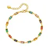 Novo Produto de Comércio Exterior, Corrente Feita à Mão com Banho de Cobre Ouro Real 18K, Pulseira Elegante, Pulseira Colorida de Acrílico Nicho