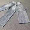 Jeans Vintage Lavados Azul Hielo Cleanfit para Hombre, Nueva Colección Primavera/Otoño Estilo Americano Corte Delgado Ambiente High Street Pantalones de Campana