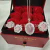 Colgante de Calcedonia Rosa Hielo Incrustado Plateado con Colgante de Buda de Ágata Verde y Aretes, Regalo Navideño de Jade