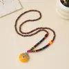 Collar de Xizang Más Vendido Versátil para Hombres y Mujeres Estilo Étnico Vintage Cadena de Lana Accesorios para Ropa Larga de Algodón y Lino Viaje de Madera