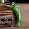 Colgante de Diente de Lobo de Jade Blanco Afgano para Hombres y Mujeres, Colgante de Jade para Transmisiones en Vivo, Jade Hetian, Cadena de Suéter de Jade Verde, Regalo Promocional